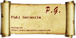 Paki Geraszim névjegykártya